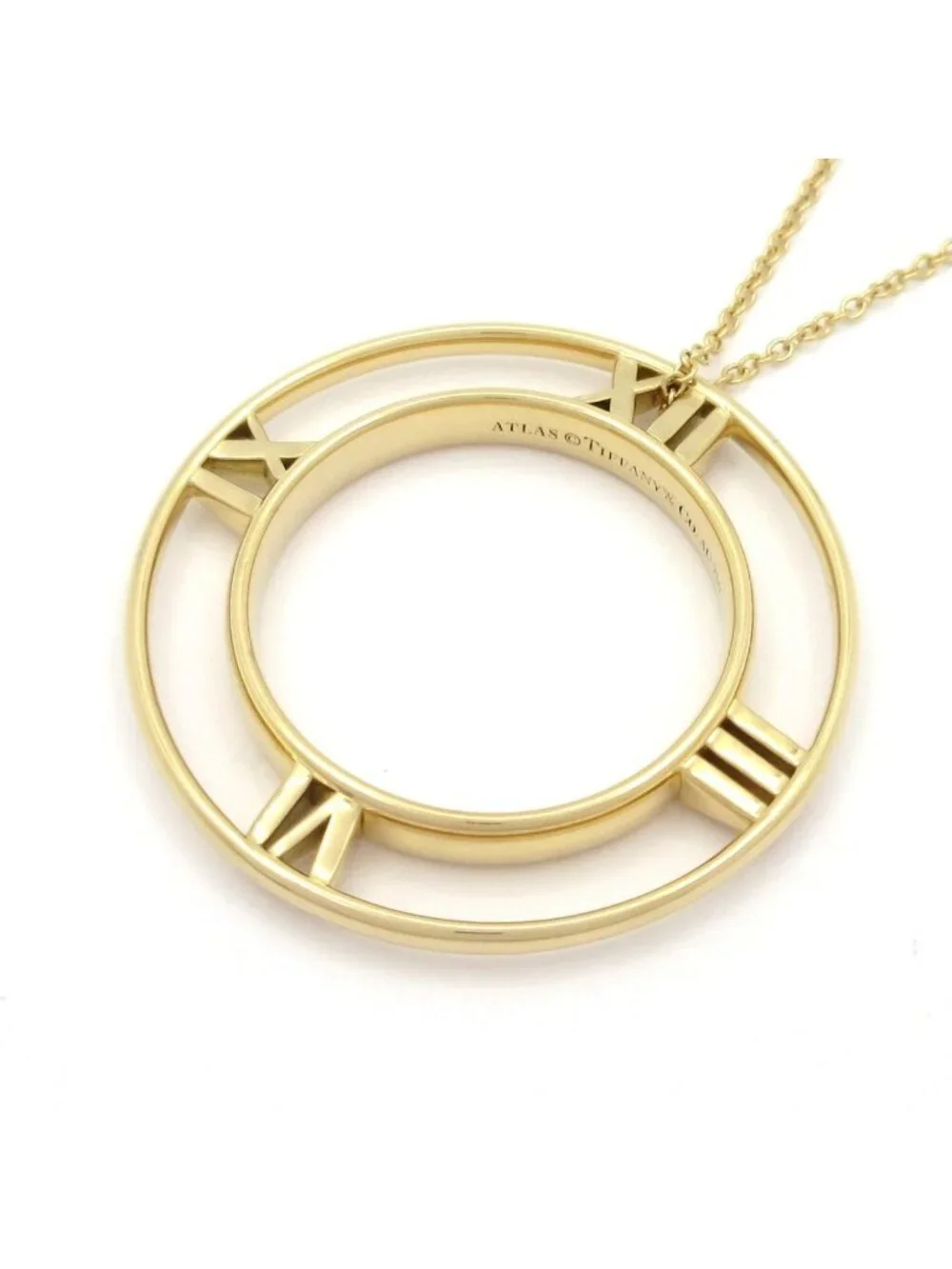 Tiffany & Co Necklace Atlas Open Medallion 18k Yellow Gold